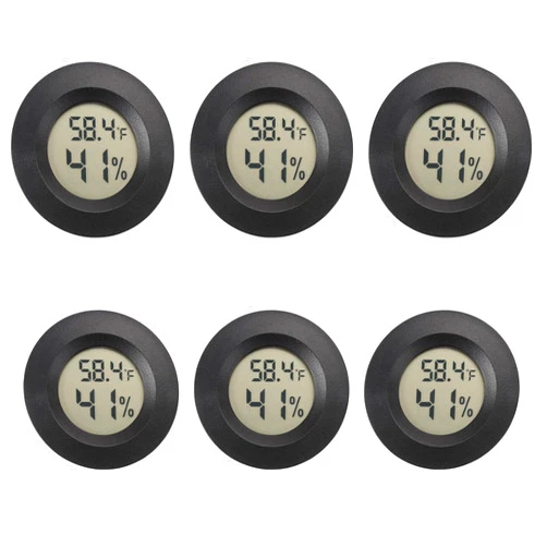 Serundo Auto Mini Hygrometer Digital Thermometer Humidity Meter 6 Pack Hygrometer Thermometers Indoor/Outdoor Humidity Monitor Reptile Thermometer for Humidors Greenhouse Garden Cellar Fahrenheit(℉)/ Celsius(℃)