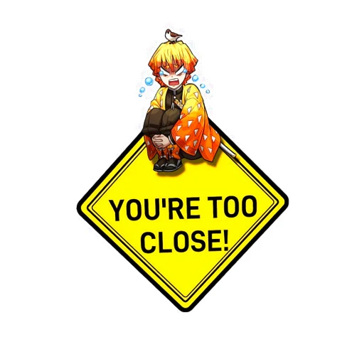 Fikouyz Anime Warning - Demon Zenitsu Slayer Anime Sticker for Car Trunks Motorcycle Vinyl Window Bumper Stickers Anime Gifts