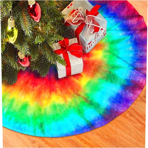 Juniissl Tie Dye Christmas Tree Skirt Funny Tree Mat for Farmhouse Xmas Holiday Party Decorations Indoor Outdoor 36 Inch