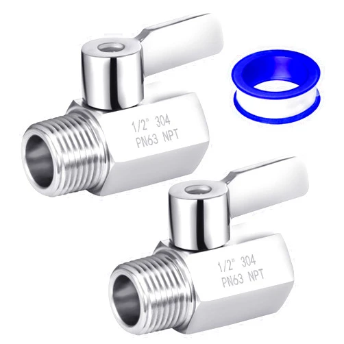 Breezliy Shower Head Shut Off Valve, 304 Stainless Steel Mini Ball Valve NPT Thread(1/2