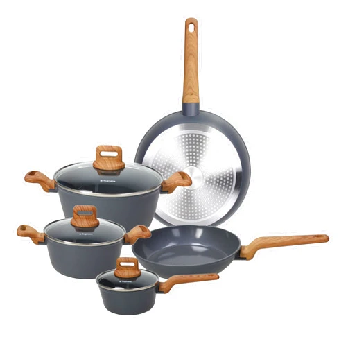 Tognana T-Care 8-Piece Aluminium Saucepan and Pan Set, Dark Grey