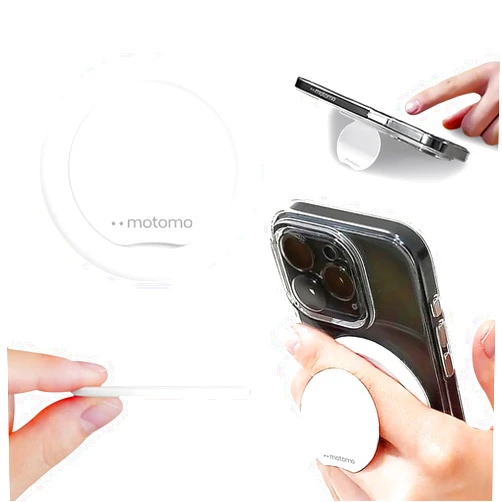 Motomo Mag N52 N52 Neodymium Magnet, Drop Prevention, 2-Way Smartphone Stand Function, 360 Degree Rotation, Ultra Lightweight, 0.5 oz (15 g), Ultra Thin, 1.0 inches (2.6 mm), One-Handed Operation,