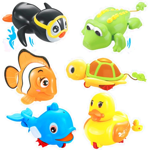 Liberty Imports 6 PCS Swimming Wind Up Bath Toys - Sea Animals in The Bathtub Windup Motorized Kids Water Bathtime Fun