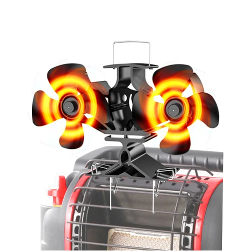 HIDALIFE Wood Stove Fan for Buddy Heater, 8 Blades Heat Powered Fan,Dual Motor Heater Fan with Bracket Compatible for Propane Heater, Thermal Eco Fan for Gas Wood Burner Stove Tent Camping Accessories