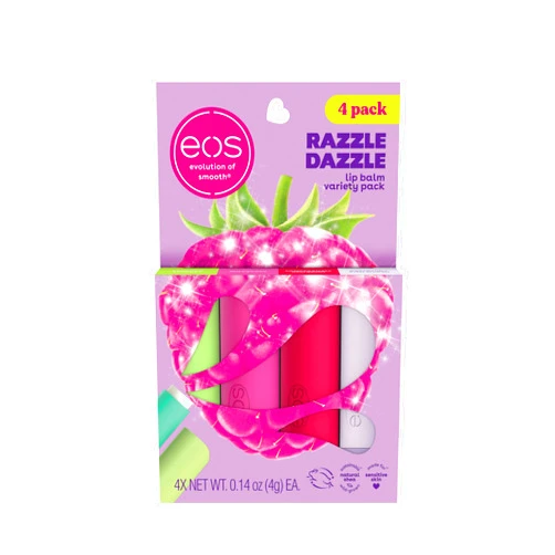 eos Lip Balm Gift Set- Razzle Dazzle, Limited-Edition Lip Moisturizer, Variety Pack, 0.14 oz, 4-Pack