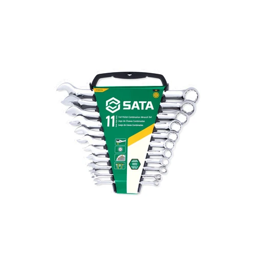 SATA 11-Piece SAE Combination Wrench Set with Rack, Full-Polished Chrome, 1/4-Inch to 7/8-Inch - ST09021SJ