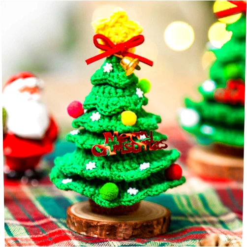 Blavermant Mini Christmas Tree Table Decorations: 5 inch Handmade Small Xmas Centerpieces for Dining Desk Top Indoor Holiday Home Decor