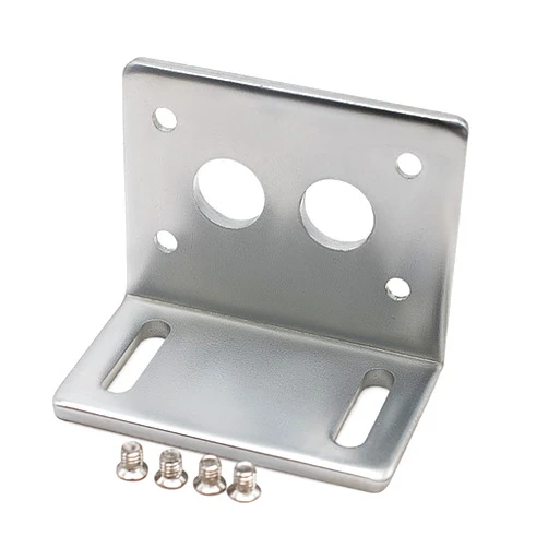 Greartisan Black 370 Motor Mounting Bracket with Screws, Alloy Steel L-Shape Fixed Seat, DC Worm Geared Motor Holder