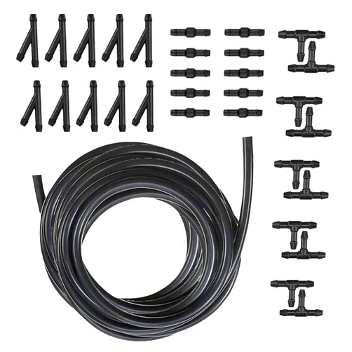 Nodteem 30 PCS Car Windshield Washer Hose Kit, 13.12Ft Windshield Fluid Tubing Washer Fluid Hose with I/Y/T Type Hose Connectors, Auxiliary Cleaning Accessories, Suitable for Most Cars (Black)