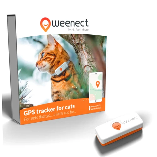 Weenect Cat XS - New GPS Tracker for Cats | Real-time Mini GPS Tracker for Cats | Smallest Model on The Market | Collar Included | Including Free 3 Months Subscription