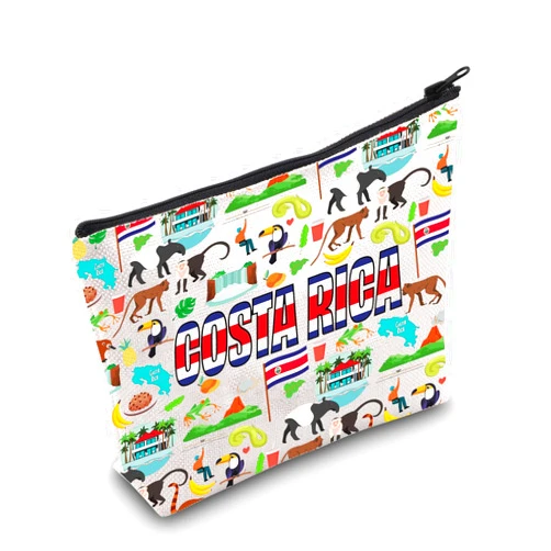 WZMPA Costa Rica Tour Cosmetic Bag Costa Rica Trip Gift Costa Ricans Journey Zipper Pouch Bag Costa Rica Traveler Gift (Costa Rica)