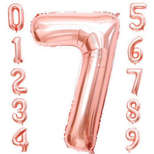 BBPOOL Rose Gold 7 Number Balloons,40 Inch Big 7 Balloon Numbers Rose Gold 7 Foil Mylar Balloons for Birthday Party Anniversary Events