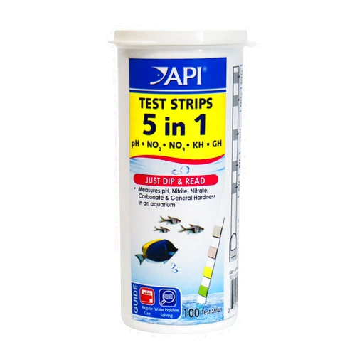API 5-IN-1 TEST STRIPS Freshwater and Saltwater Aquarium Test Strips 100-Count Box