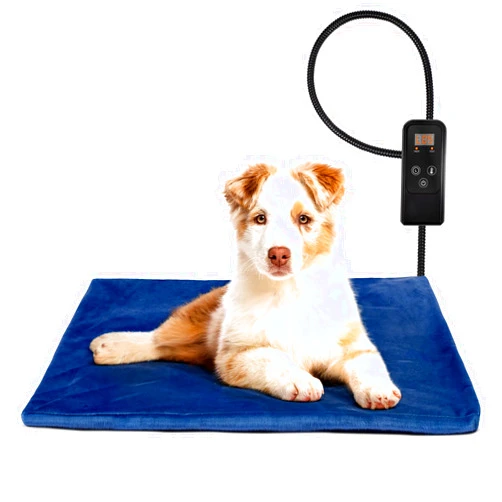 Niubya Pet Heating Pad for Dogs and Cats, Adjustable Temperature and Waterproof Pet Heated Mat with Timer, Electric Heating Pet Bed with Chew Resistant Cord and Soft Washable Cover