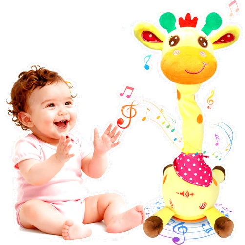 Hunfur Talking Dancing Giraffe Baby Toys for 3-18 Months, Singing Recording Repeats What You Say with Glowing Light, Funny Gift for Toddlers 1-3 Year Old, Boys Girls Tummy Time Toys