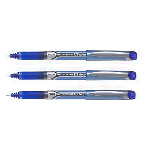 Pilot Hi-Tecpoint V5 Grip Liquid Ink Rollerball Pen - Fine Tip - (Blue 3)