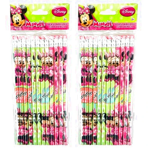 Karacter Box 2-PACK, Disney Minnie 12 Pack Wood Pencils