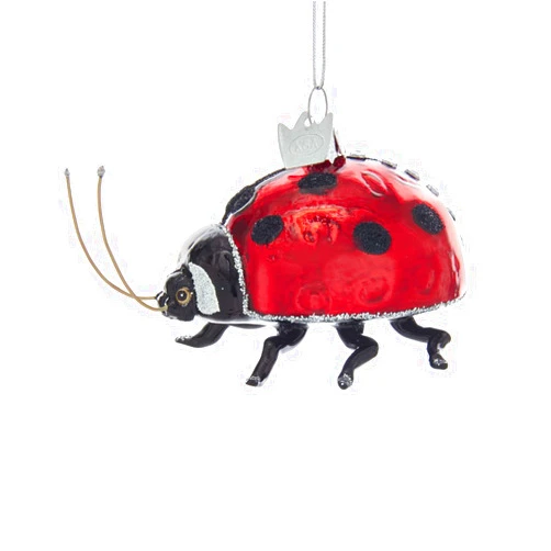 Kurt Adler Noble Gems Ladybug Glass Christmas Tree Ornament NB1356