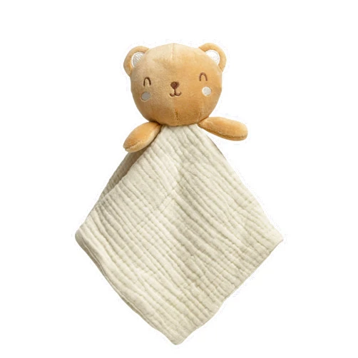 Pearhead Teddy Bear Baby Lovey, Soft Organic Cotton Muslin Security Blanket for Newborns & Toddlers, Plush Bear Snuggle Toy, Gender-Neutral Easter & Spring Baby Gift