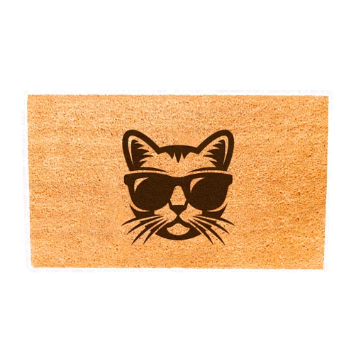 THEODORE MAGNUS Natural Coir Doormat with Non-Slip Backing - 17 x 30 - Outdoor/Indoor - Cat Door Mat - Whiskers Swag - COIR-1730-15-184