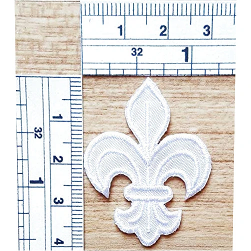 ADKP Mini White Fleur de Lis Scout Patches Adventure Travel Hiking Camping Patch DIY Applique Embroidered Sew Iron on Patch