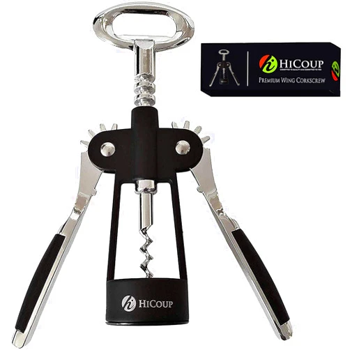 HiCoup Wine Opener - Wing Corkscrew Beer and Wine Bottle Opener w/Winged Grip - Easy to Use Cork Remover