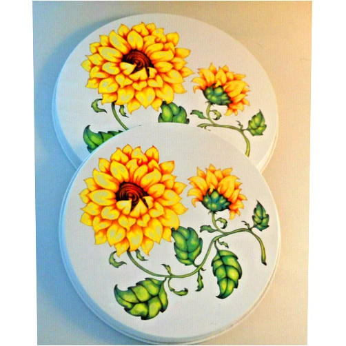 SEKOESS 4 Piece Floral Flower Sunflower Stove Top Round Electric Burner Covers