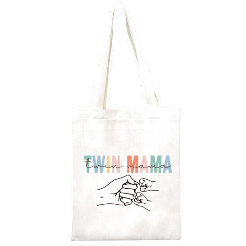 GJTIM Twin Mama Gift Mom Of Twins Gift Makeup Bag Mommy To Be Gift New Mom Travel Pouch Mothers Day Gift from Twins (Twin Mama Tote)