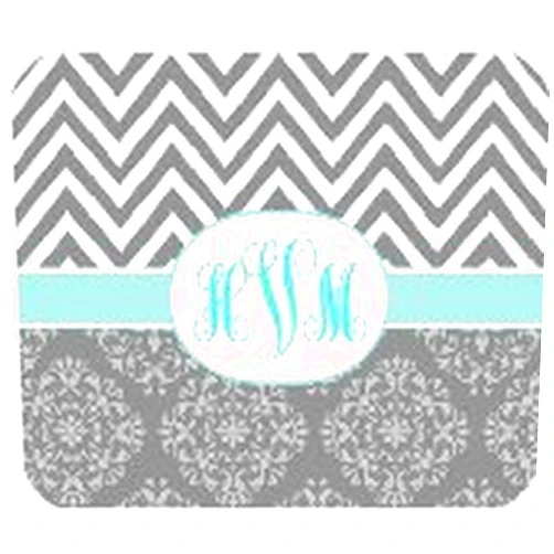 Justin Lee Mouse Pad Personal Tailor Gray Vintage European Chevron Pattern Monogram Turquoise Unique Mousepad Mouse pad