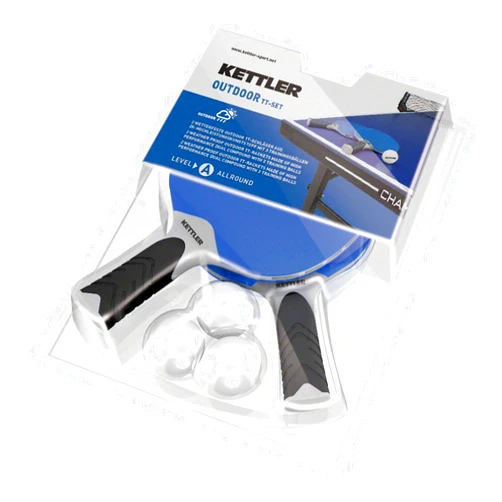Kettler HALO 5.0 Indoor/Outdoor Table Tennis Bundle: 2 Player Set (2 Rackets/Paddles and 3 Balls)
