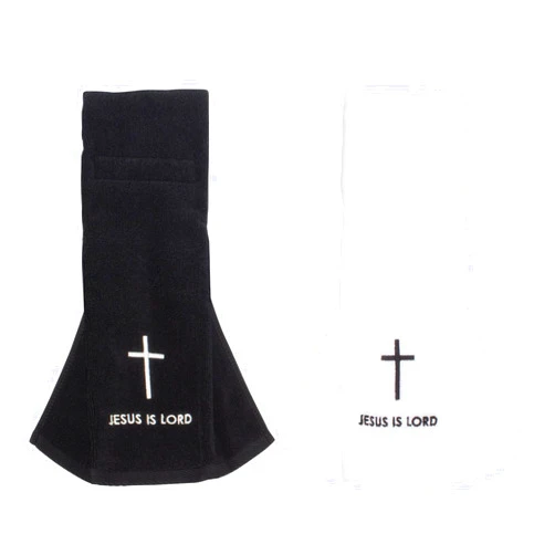 DIICCYO 2 Pcs Cotton Christian Cross Football Towel, White and Black Cotton Football Field Quarterback Sports Towels, Football Sweat Towel for Sports Gym Accessories