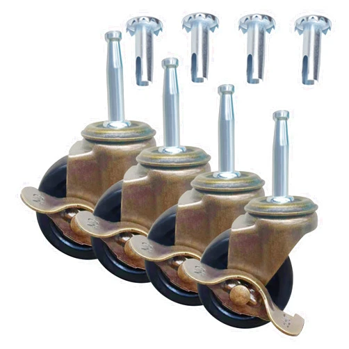 BAISASY 2.0 Inch Stem Caster Wheels, Antique Furniture Wheels 5/16 Inch x 1-1/2 Inch (8 x 38mm) Swivel Caster for Furniture Casters Sofa Chair Cabinet Set of 4