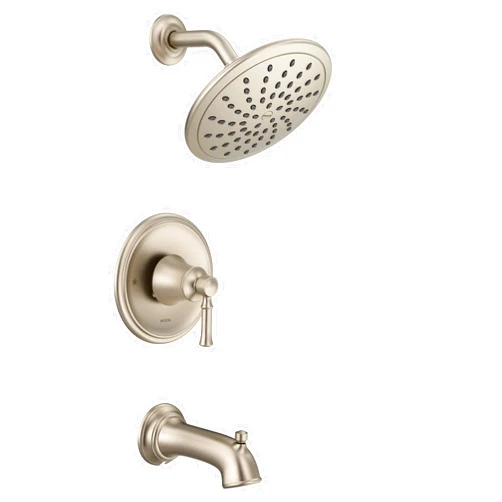Moen T2283EPBN Dartmoor Tub Shower Faucet System with Rainshower Showerhead without Valve, Brushed Nickel