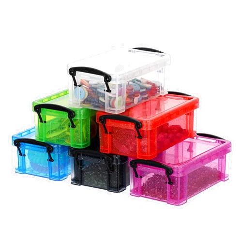 BTSKY 6 Colors Mini Small Plastic Storage Box with Locking Lid Clear Plastic Organizer and Assorted Color Boxes Hold Crafts, Stationery, Jewelry, Sewing and More in Office or Home Supplies