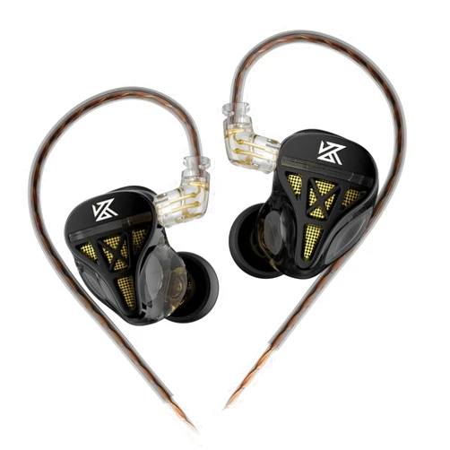 H HIFIHEAR KZ DQS in Ear Monitor Headphones,Dynamic Driver Semi-Open HiFi Bass Earbuds Earphones with Detachable Cable Noise Isolating Earbuds 3.5MM Jack Plug for Smartphones/PC/Laptop/Tablet(Black,Without Mic)
