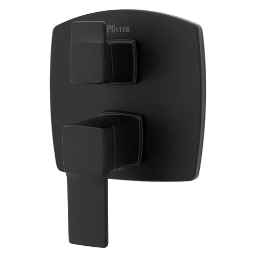 Pfister Deckard Stacked Shower Two Handle Diverter Trim in Matte Black (Valve Not Included)