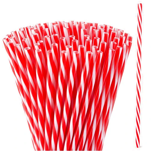 Honeydak 100 Pieces Red and White Striped Reusable Straws Bulk 9