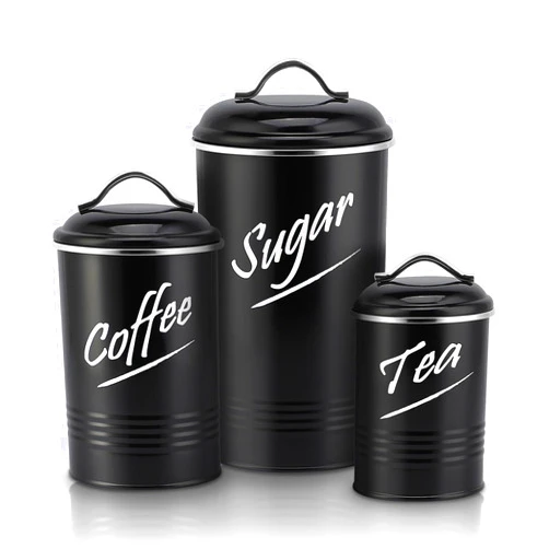 Hillbond Canisters Sets for The Kitchen Canisters for Countertop Sugar Coffee Tea Container Set With Airtight Lids Carbon Steel With Powder Coated Kitchen Canister Sets Of 3