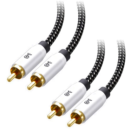Cable Matters Braided 2-Pack Shielded Subwoofer Cable 15 ft, RCA Cable/Digital Coaxial Cable (Digital Audio Coaxial Cable and LFE Subwoofer Cable) - 4.6m / 15 Feet