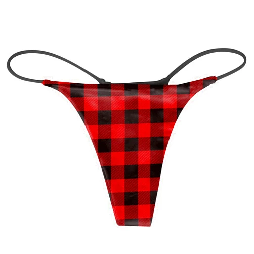 Generic Christmas Sexy Thongs Women Underwear Naughty Slutty Stretch Straps Panties T-Back Briefs Reindeer Elk Deer Snowman Plaid Seamless Thongs String G-Strings Xmas Low Wasited Hi Cut Knickers Red