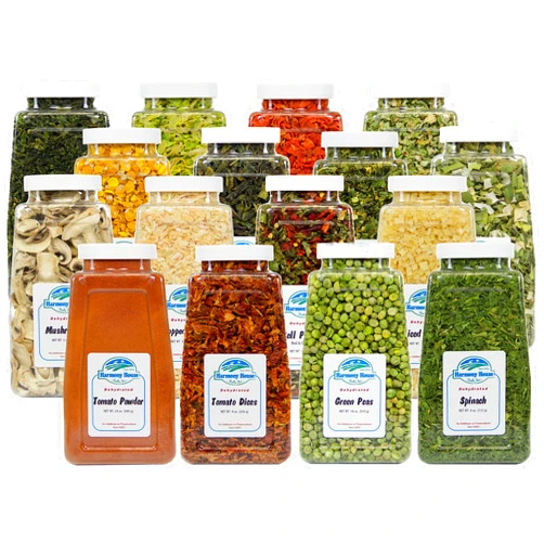 Harmony House Foods Dried Vegetable Pantry Stuffer (16 Count, Quart Size Jars) for Cooking, Camping, Emergency Supply, and More