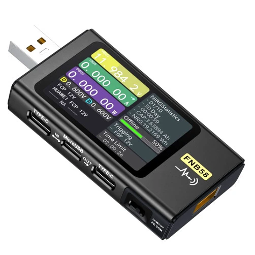 FNIRSI USB Tester 4-28V 7A LCD USB A&C Voltage Current Power Tester Multimeter, Fast Charge Detection Trigger Capacity Ripple Measurement, PD2.0/PD3.0,QC2.0/QC3.0