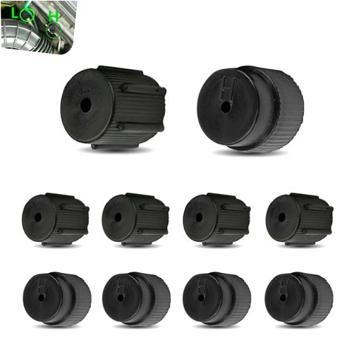 Flygun 10 PCS Car Air Conditioning Valve Core Cover Combination Set, ABS Plastic 16mm ID High Pressure Cap + 13mm ID Low Pressure Cap, Replacement Repair Parts, Suitable for Most Cars (Black)