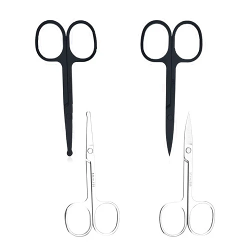 Metyond 4 Pcs Eyebrow Trimmer Scissors Set for Men and Women - Professional Quality Stainless Steel Precision Scissors for Facial Hair, Eyebrows, Nose Hair, Cuticles, and Nails.