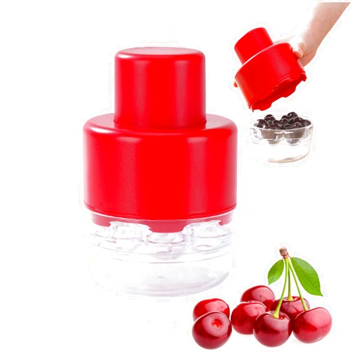DLTFRSED Cherry Pitter, Cherry Pitter Tool Pit Remover, 7 Holes Multiple Cherry Pitter Seed Remover, Olive Cherry Pitters Quick Release Multi Cherry Pitter Tool (Red)