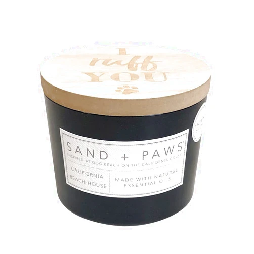 Sand + Fog Sand + Paws Scented Candle - California Beach House–Luxurious Air Freshening Jar Candles Neutralize pet Odors and Enhance Home décor – 100% Cotton Lead-Free Wicks - 12oz