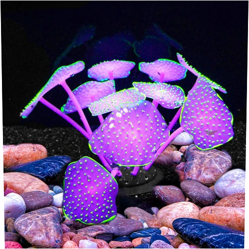 Bluecoco Soft Silica Gel Moves Naturally with Water Flow, Aquarium Decorations Glow in The Dark, Glowing Coral Ornaments for Fish Tank Decorations (Purple, Chicory)