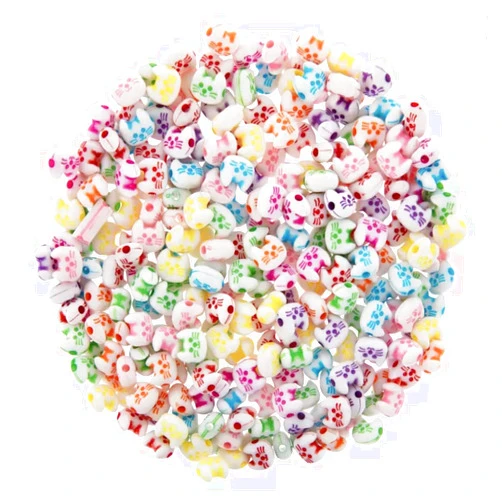 Nikki's Knick Knacks Colorful Novelty Cat Face Acrylic Beads - Pony Beads DIY Craft Bracelets Necklaces - 2.47 Oz