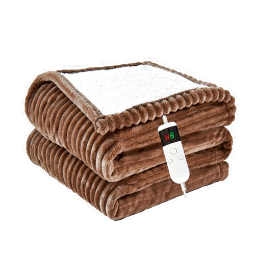 PENGZHU TECHNOLOGY Electric Blanket Heated Throw Size, Soft Flannel Heating Blanket with 8 Hours Auto Off 10 Fast Heating Levels Machine Washable Sherpa Heated Blanket with Overheating Protection