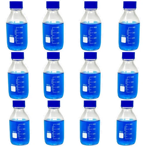 Karter Scientific 500ml Glass Round Media Storage Bottles with GL45 Screw Cap, Borosilicate Glass, 251M6 (Pack of 12)